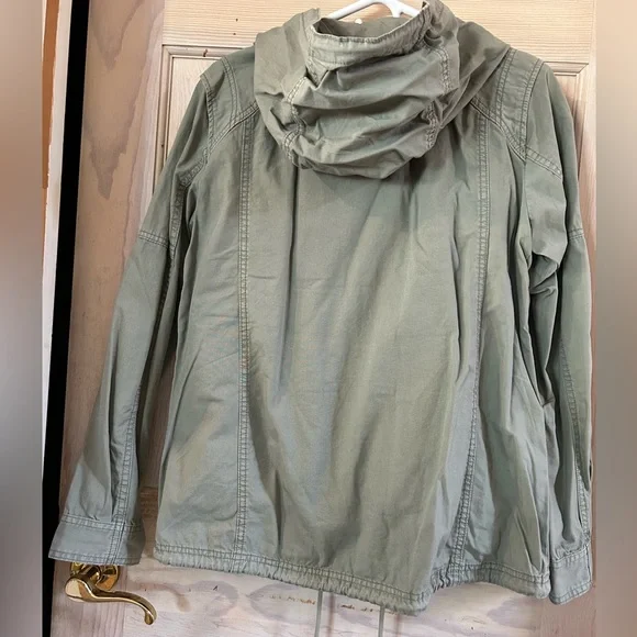 American Eagle Hooded Utility Jacket Brushed Sage Green with Removable Vest - Picture 4 of 7